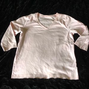 ✅ V-neck Light Pink 3/4 Sleeve T-shirt Petite L